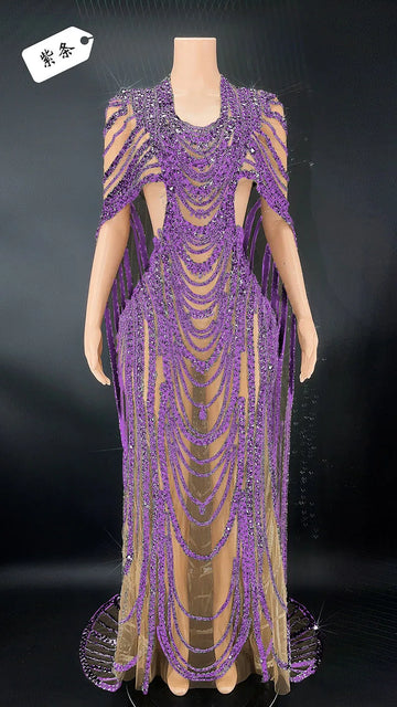 MQTIME  -  Maternity Photography Props Dress Pregnant Woman Photo Shoot Outfit Long Dresses Sexy Goddess Shiny Rhinestone Sequins Cape